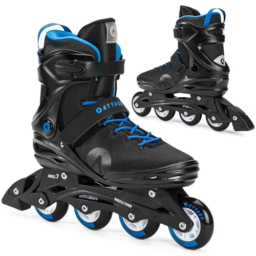 ATTABO Herren Cyclone Fitness Inliner Größe 43 EU ABEC-7 Räder PU 82A Halbharte TPR Schale Bremse Komfort Stabilität Dreifache Anpassung Langlebige Materialien, Schwarz/Blau