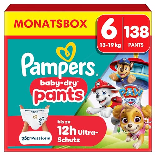 Pampers Baby-Dry Pants Paw Patrol Edition Größe 6, 138 Windeln, 13kg-19kg, 360° Passform mit Stop und Schutz System