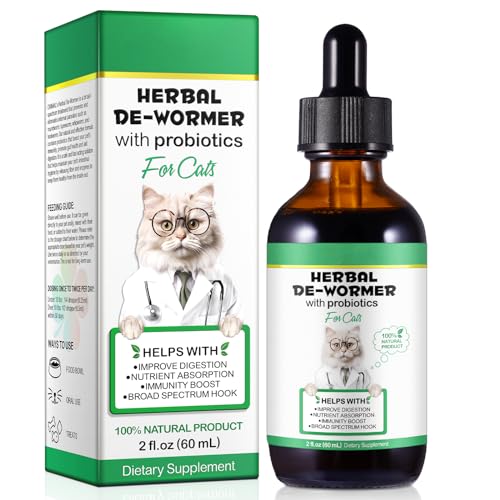 HEXIN Wurmkur Katze 60ml, Kräuterent Entwurmungsmittel Katzen mit Probitika - Verbesserung der Verdauung, Immunitätsschub, Anti-Parasiten, Breitband-Hakenwürmer