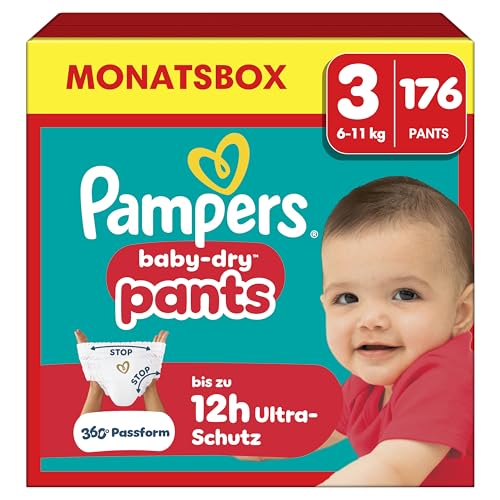 Pampers Baby-Dry Pants Größe 3, 176 Windeln, 6kg-11kg