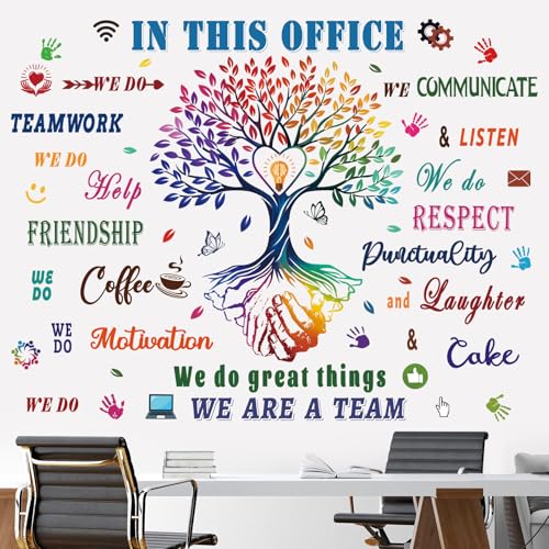 wondever Wandtattoo Bunter Baum Gemeinschaftsarbeit Zitate Inspirierende Wandaufkleber Büro Motivation Sprüche Wandsticker Wanddeko