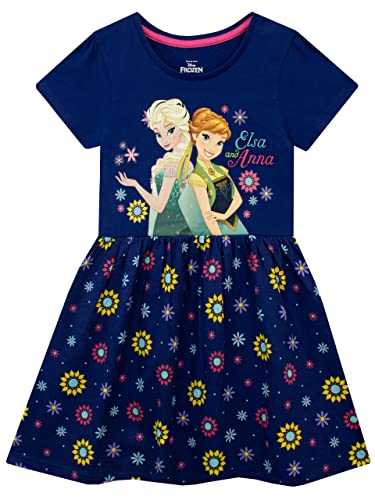 Disney Mädchen Die Eiskönigin Kurzarm Kleid Frozen Blau 134