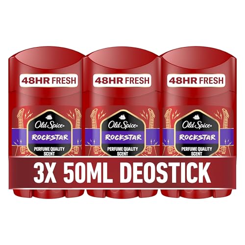 Old Spice Rockstar Deostick, 3x50ml, 24/7 Frischhh bei Täglicher Anwendung, Langanhaltender Duft in Parfumqualität, Schützt vor Gerüchen, Ohne Aluminiumsalze