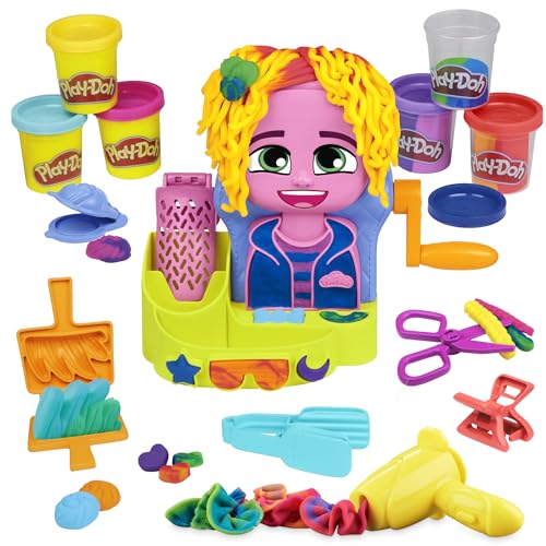 Play-Doh Wilder Friseur Spielset mit 6 Dosen, Rollenspielzeug, kreatives Spielzeug für Mädchen und Jungen ab 3 Jahren