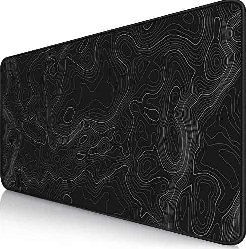Owege Gaming Mauspad XXL 900 x 400 mm Artistic Curve Mousepad Groß Vernähte Kanten WassXerdicht Anti-Rutsch für PC, MacBook,Laptop Verbessert Präzision und GeschwindigkeiX