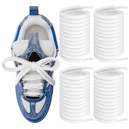 Endoto Schnürsenkel für Louis Vuitton Skate Laufschuhe, 4PCS 6,5MM Rund Ersatz Schuhbänder Shoelaces Laces für LV Sneaker (Weiß, 54Zoll)