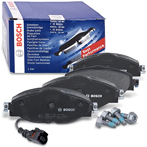 Bosch BP1505 - Auto Bremsbeläge vorne - Bosch-Qualität - für leises Bremsen mit wenig Staub - ECE-R90 zertifiziert - kupferfrei - 1 Set mit 4 Bremsbelägen - Mit Zubehör