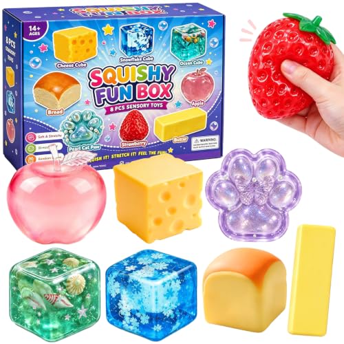 8 Stück Fun Box Mystery Set, SquIishy Box, Mystery SquIishyy Box Anti Stress for TPR,Set SquIisshy Fiidget Relief Hand Relax Desk, Desk Decoration Party Gift for Adults