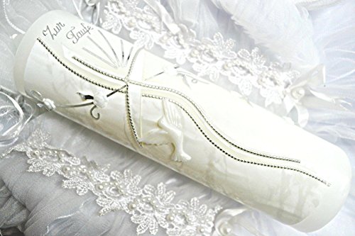 Taufkerze Kommunionkerze Junge Mädchen 250/70 mm VT-45 inkl. Zubehör für selbstbeschriften