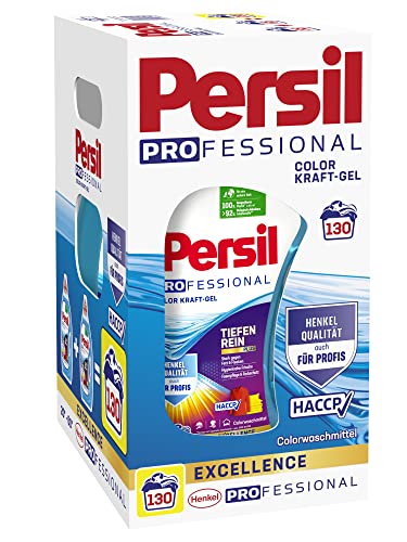 Persil Professional Color Kraft-Gel Waschmittel (130 Waschladungen), Flüssigwaschmittel Großpackung auch für Profis