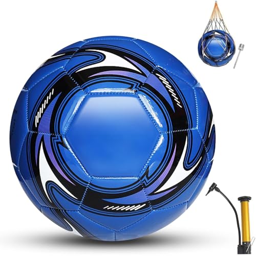 DAJASD Fussball Kinder Unisex, Offizieller Training Fussball Größe 5, Blau Indoor Outdoor Explosionsgeschützt fußbälle für Jugendliche und Erwachsene (Blau)