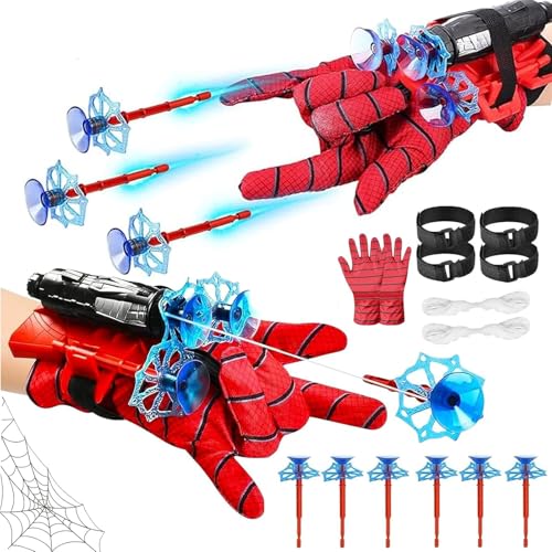 2 Set Spider Launcher Handschuh Spider Hero Handschuhe Spider Spielzeug Handschuh Spider Launcher Handschuhen Held Launcher Web Shooter Helden Cosplay Glove Launcher