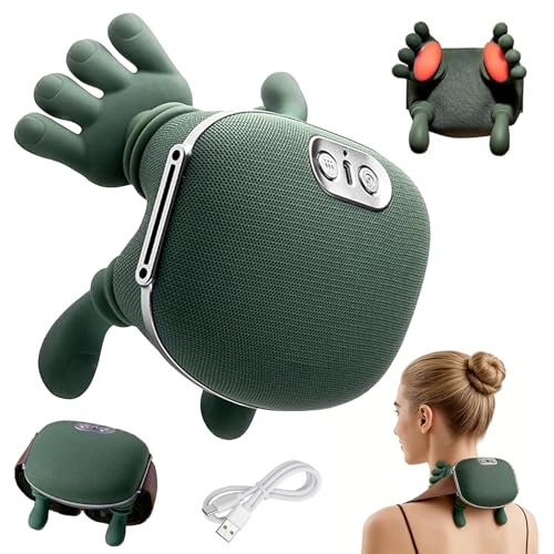 4D NackenmassagegeräT Kabellos, Massagegerät Nacken Schulter, 3 Massagegrade & 2 Temperaturstufen, NackenmassagegeräT Mit WäRme, für Zuhause, BüRo, Reisen, Entspannen Sie Muskeln, Lindern MüDigkeit