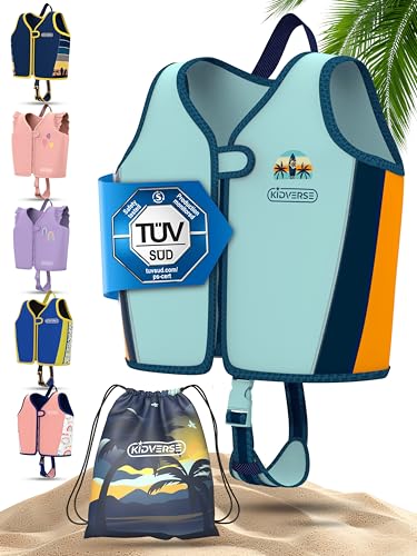 KIDVERSE Schwimmweste Kinder 2-3 Jahre - TÜV geprüfte Schwimmhilfe mit Bauchumfang bis 56cm - Schwimmhilfe Kinder 2-3 Jahre - Kinderschwimmweste zum Schwimmen Lernen - Komfort Schwimmweste Kind