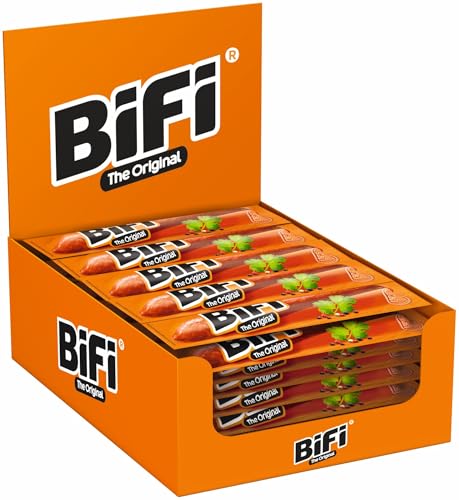 BiFi Original Salami Sticks - 64er Pack (64 x 18.5g) - Wurst Snack To Go - Luftgetrocknet Fleisch & Wurstwaren Paket - Salami mit Pfeffer, Koriander und Knoblauch - Ideale Knabberbox - Wurstpaket