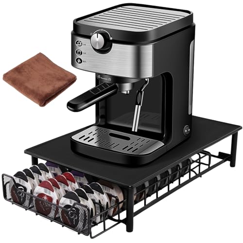 KIMIGO Kapselhalter für Tassimo,Schubladenbox,Kapseln Kapselschublade,Kapselspender für 60 Espressokapseln,Kaffeekapsel Aufbewahrung,Rutschfester und Stoßdämpfung mit 1 Reinigungstuch