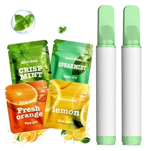 2 Stück Rauchentwöhnung Atemstick,Rauchentwöhnung Hilfsmittel,Eine Angenehme Raucherentwöhnung-Alternative,12 Nikotinfreie Filter,Minze,Erdbeere,Zitrone,Orange Usw(Grün)