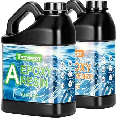 Teexpert 1.9L Hochglanz Epoxidharz Set, Klares Selbstnivellierendes Blasenfreies Epoxy Resin, 1:1 Mischung Epoxidharz mit Härter für Schmuck, Formen, Wohnkultur, Untersetzer, Ornamente