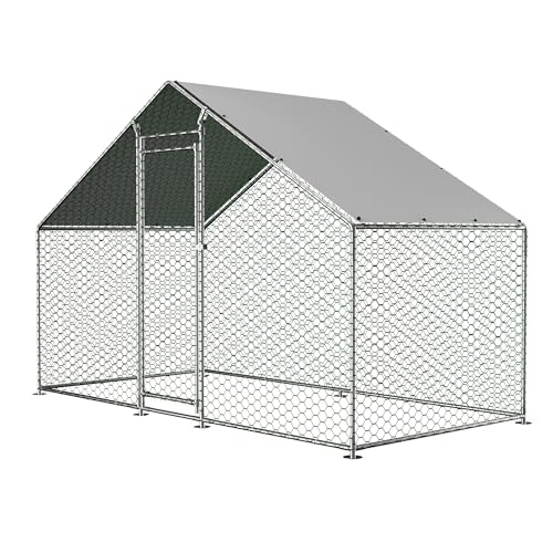 Jaxilyn Hühnerstall Freilaufgehege, Kleintiergehege für Hühner, Enten & Kaninchen, Verzinkter (3x2m)