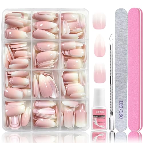 288 Stück Ombre Nägel zum Aufkleben, Press On Nails Set - Mandel Square Medium Coffin Künstliche Falsche Nägel Kit - 3 Stilen Gradient mit Kleber Acryl Nagel Tips für Frauen (Gradient A Set, 288 pcs)