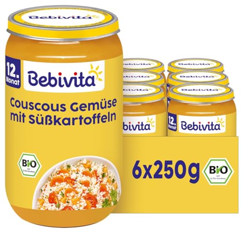 Bebivita Menüs ab dem 12. Monat Couscous-Gemüse mit Süßkartoffeln, 250g 6er Pack (6x250g)