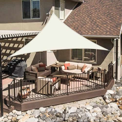 LOVE STORY Sonnensegel Klein Dreieckig 2x2x2m Wasserdicht Segeltuch Sonnenschutz Windschutz PES mit 95% UV-Schutz für Balkon, Garten, Terrasse (Cremeweiß)