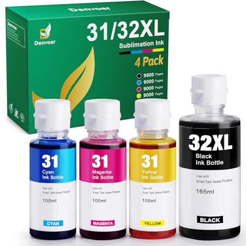 Denvoer Tinte 31/32xl kompatibel mit HP 32xl Tinte 31 für HP Smart Tank 5105 7005 7305 7605 5106 5107 patronen und Smart Tank Plus 455 515 530 558 570 655 750 Drucker (4 Flaschen)