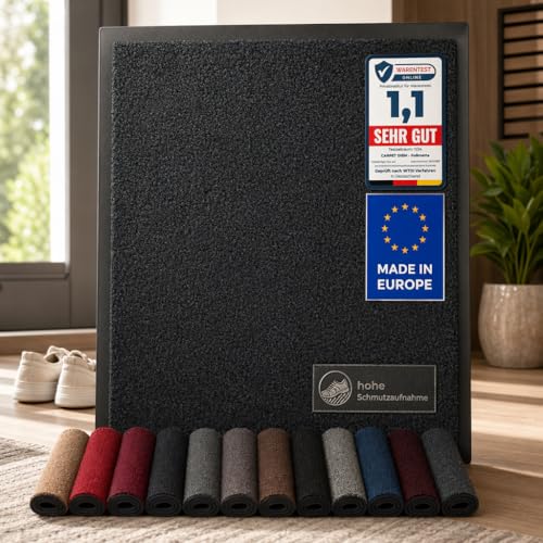 Carpet Diem Fußmatte, einfach sauber I Schmutzfangmatte Eingangsbereich - Fussmatte Innen & Außen, rutschfeste Türmatte, Schmutzfang Teppich für Haustür I Fußabtreter in Anthrazit-Schwarz 40x60 cm