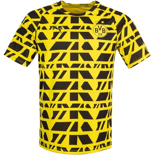 PUMA Borussia Dortmund BVB Warm Up Trikot Jersey (DE/NL/SE/PL, Alphanumerisch, L, Regular, Regular, Yellow/Black)