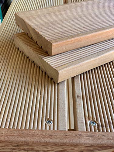 Terrassenbeläge Terrassendielen Hartholz Garapa Terrassenbelag Diele Holzdiele Massivholz (Sichtseite: fein, 200cm)