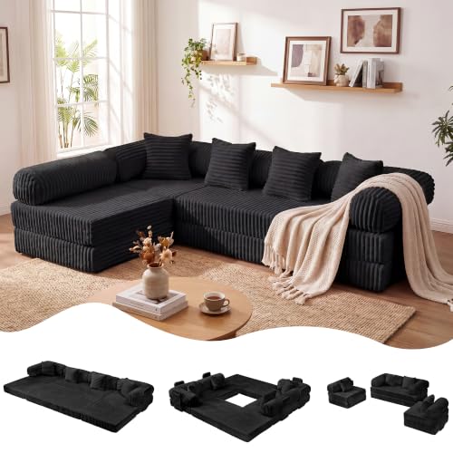 MELLCOM Modulares Ecksofa mit Schlaffunktion,verstellbare Rückenlehne,270cm