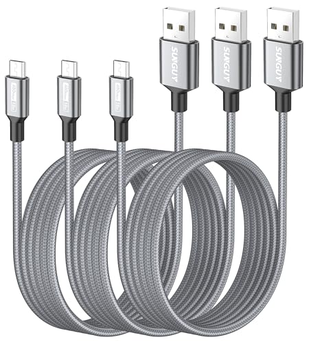 SUNGUY Micro-USB-Kabel, [2M 3 Stück] 18W geflochten USB 2.0 Micro-Schnelllade- und Datensynchronisationskabel, kompatibel mit Samsung Galaxy S6, S7 Edge, Tab 4, Note 5, Kindle