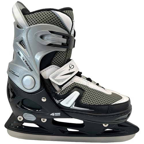 Cox Swain verstellbare Schlittschuhe Push, Eislaufschuhe für Kinder, Jugendliche und Erwachsene bis 100KG, vorgeschliffene Edelstahlkufe, Softboot, Black, Gr. M (37-40)