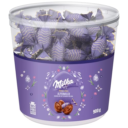 Milka Feine Eier Alpenmilch – Osterschokolade – einzeln verpackte Schoko-Eier in der Großpackung – 900g