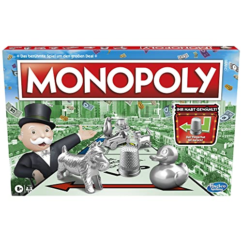 Monopoly Brettspiel, klassisches Familienspiel für Erwachsene und Kinder, 2 bis 6 Spieler, Strategiespiel geeignet ab 8 Jahren, originelle für die Familie