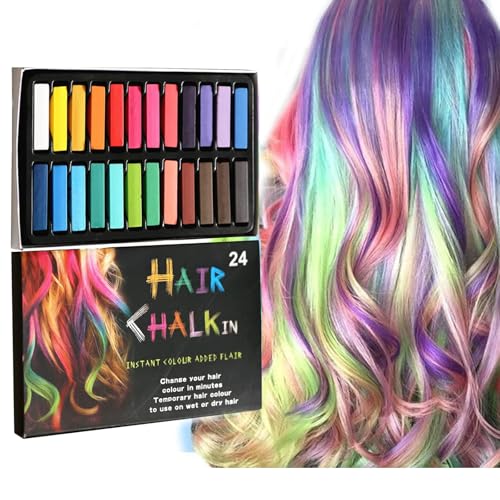 Rostblant hair styling 24 Farben Set Haarkreide, Haarfarbe, Haarkreide-Set, temporäre Haarfarbe, Haarfärbemittel, Haarkreide-Geschenk für Mädchen, Halloween-Rollenspiel