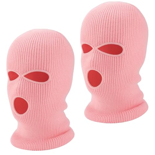 BaiDekun 2 Stück Skimaske, 3-Loch Sturmhaube, Multifunktionsmaske, Atmungsaktive Und Dehnbare Sturmmaske Für Ski Maske, Motorrad Und Fahrrad, Wintermaske Für Outdoor-Aktivitäten, Pink