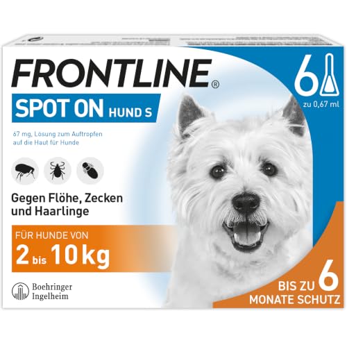 FRONTLINE Spot ON Hund S gegen Zecken, Flöhe & Haarlinge (2 bis 10 kg)