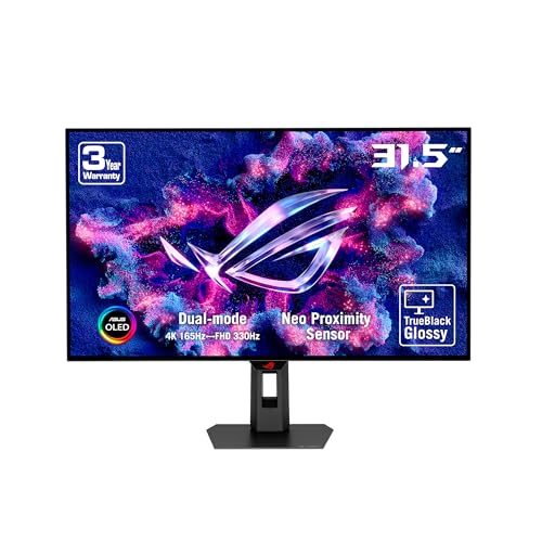 ASUS ROG Strix WOLED XG32UCWG - 32 Zoll 4K UHD Gaming Monitor - Dual-Modus 4K bei 165 Hz FHD bei 330 Hz, 0.03ms, Sync-Tech, HDR 400 TB - 16:9, 3840x2160, DP, HDMI, 15W USB-C, USB-Hub, Ergo