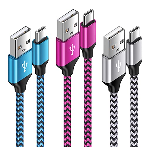 USB Typ C Kabel Schnellladekabel,3 Stück [3M+2M+1M] USB C Handy Ladekabel Fast Charge Nylon Datenkabel für Samsung Galaxy A14 5G/A55/A56/A17/A15/A54/A34/A35/S25/S24/S23/S22/S21/S10,Huawei P50,Xiaomi