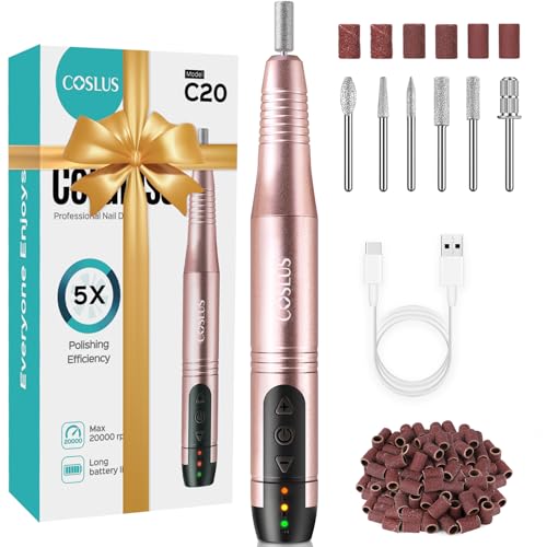 COSLUS Kabellos Tragbar Nagelfräser, 11 in 1 Profi Maniküre und Pediküreset, Nagelfeile für Gelnägel und Acrylnägel, Nagelformen, Entfernen von Hornhaut