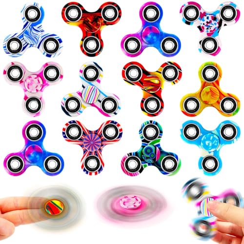 SCIONE 12 Stück Fidget Spinner, Anti-Stress-Entlastung Spielzeug, Fidget Spielzeug für Kinder und Erwachsene, fingerspielzeug mit Lagerfokus, Fidget Restless, bunter Handspinner