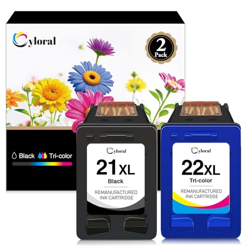 Cyloral 21 22 XL Druckerpatronen Ersatz für HP 21 22 Patronen für HP DeskJet F2280 F380 F2180 F4180 F370 F2224 F4100 D2360 PSC 1410v 1410xi 3180 Fax OfficeJet 4315 J3680 Schwarz und Farbe 21XL 22XL