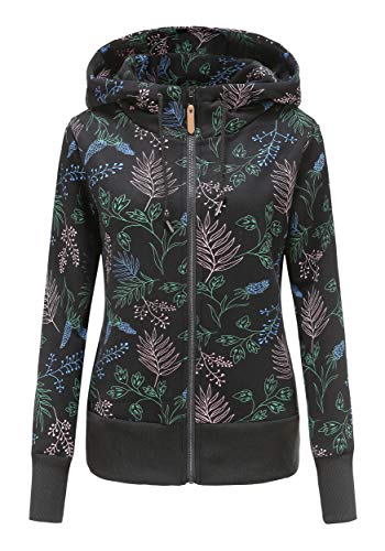 TrendiMax Damen Sweatjacke Kapuzenpullover Zip Hoodie Jacke mit Kapuze Winter Sweatshirt Kapuzenjacke, Schwarz, XXL