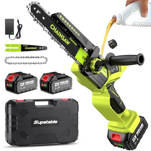 8 und 6 Zoll Mini Kettensäge,1300W Astsäge mit 8000mAh Batterie, Akku Säge mit Automatischem Öler und Werkzeugloser Kettenspannung, Kompatible mit Makita Akku 18V, Einhand Kettensäge für Holz, Ast