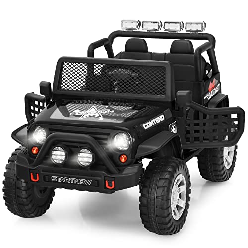 COSTWAY Elektroauto für Kinder, 12V Elektro Kinderauto mit Musik & Hupe & USB & MP3 & Radio, 3 Geschwindigkeiten, inkl. Fernbedienung, Elektro Auto für Kinder ab 3 Jahren (Schwarz)