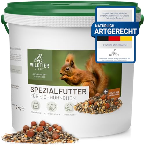 wildtier liebe Eichhörnchenfutter 2kg für Eichhörnchen & Streifenhörnchen I Ganzjahres-Futter Eichhörnchen, Streifenhörnchen Futter