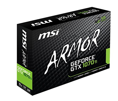 MSI GeForce GTX 1070TI Armor 8GB Nvidia GDDR5 1x HDMI, 3x DP, 1x DL-DVI-D, 2 Slot Afterburner OC, VR Ready, 4K-optimiert, Grafikkarte