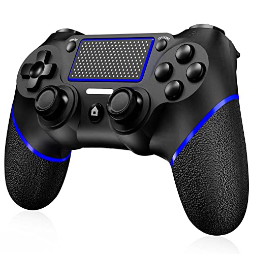 Shiptree Wireless Controller für PS-4, Game Controller Kompatibel mit PS-4/Slim/Pro/PC, mit Dual Vibration/6-Achsen Gyro Sensor/Hochpräzises Touchpanel/Audio Jack - Blau