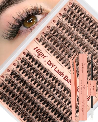 Higu clace Wimpern-Extensions, 280Pcs 30D+40D Lash-Extension-Set, Wimpern-Extensions-Set-7-tage halt mit Applikator und Wimpernkleber und Versiegelung (30D+40D Kit)